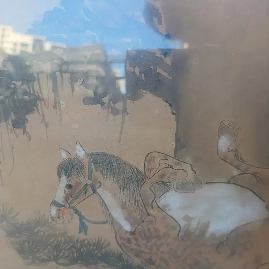 [BUNJANG] 38cm Old Minhwa Painting Antique with Frame / 55.  38 센치 오래된 민화그림  골동품