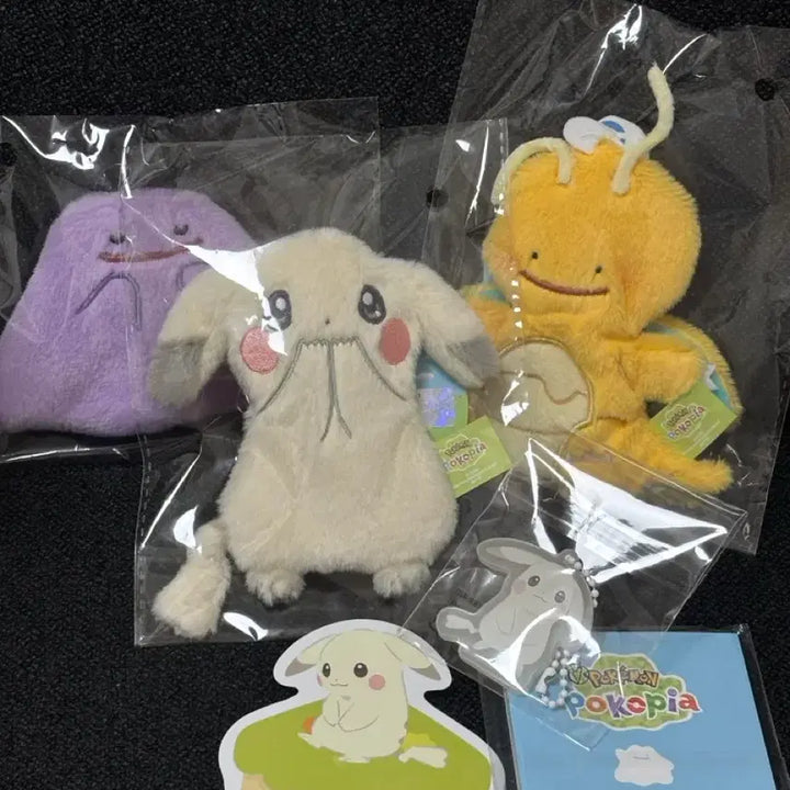 [BUNJANG] Pocopia Flat Plush Set (3 Types) + Glow-in-the-Dark Keyring + Sticker Memo Pad / 포코피아 납작인형 3종+야광키링+스티커떡메 특전