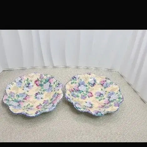 [BUNJANG] Shelley Fine Bone China Flower Dish Set (2-Piece) / 영국 빈티지 쉘리 SHELLEY 플라워 본차이나 디쉬 2점