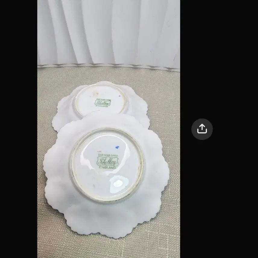 [BUNJANG] Shelley Fine Bone China Flower Dish Set (2-Piece) / 영국 빈티지 쉘리 SHELLEY 플라워 본차이나 디쉬 2점