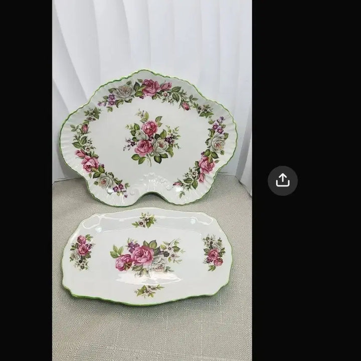 [BUNJANG] James Kent Harmony Rose Serving Plates (Set of 2) / 영국 빈티지 올드폴리 제임스켄트 Harmony Rose 서빙플레이트 2점