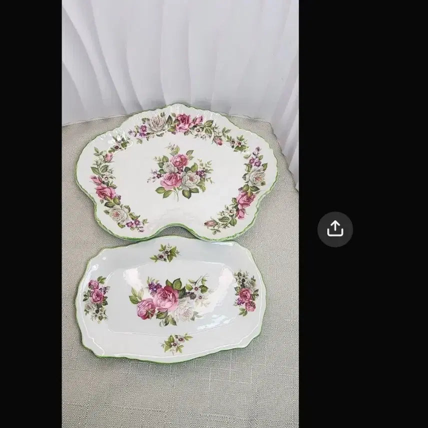[BUNJANG] James Kent Harmony Rose Serving Plates (Set of 2) / 영국 빈티지 올드폴리 제임스켄트 Harmony Rose 서빙플레이트 2점