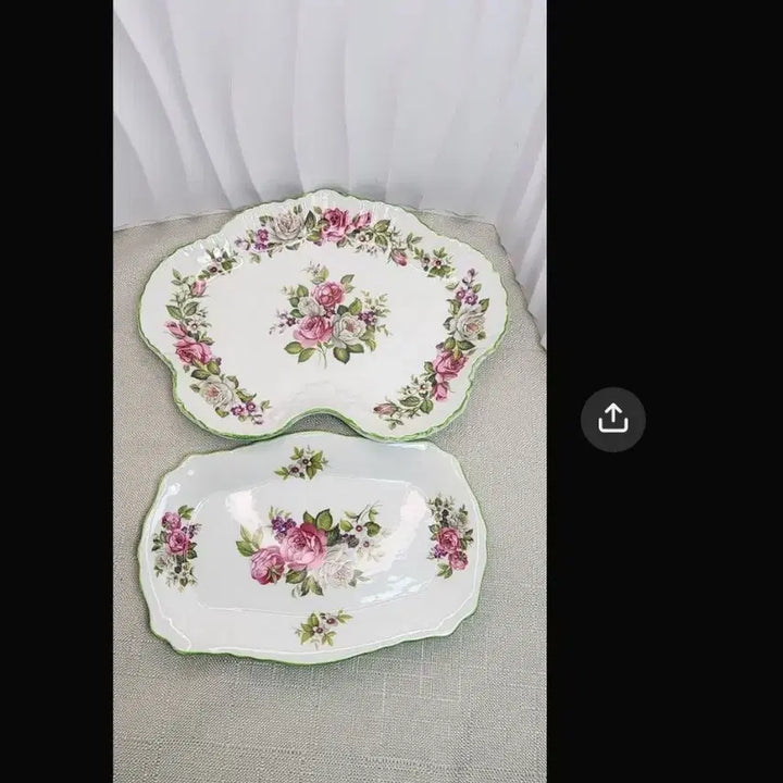 [BUNJANG] James Kent Harmony Rose Serving Plates (Set of 2) / 영국 빈티지 올드폴리 제임스켄트 Harmony Rose 서빙플레이트 2점