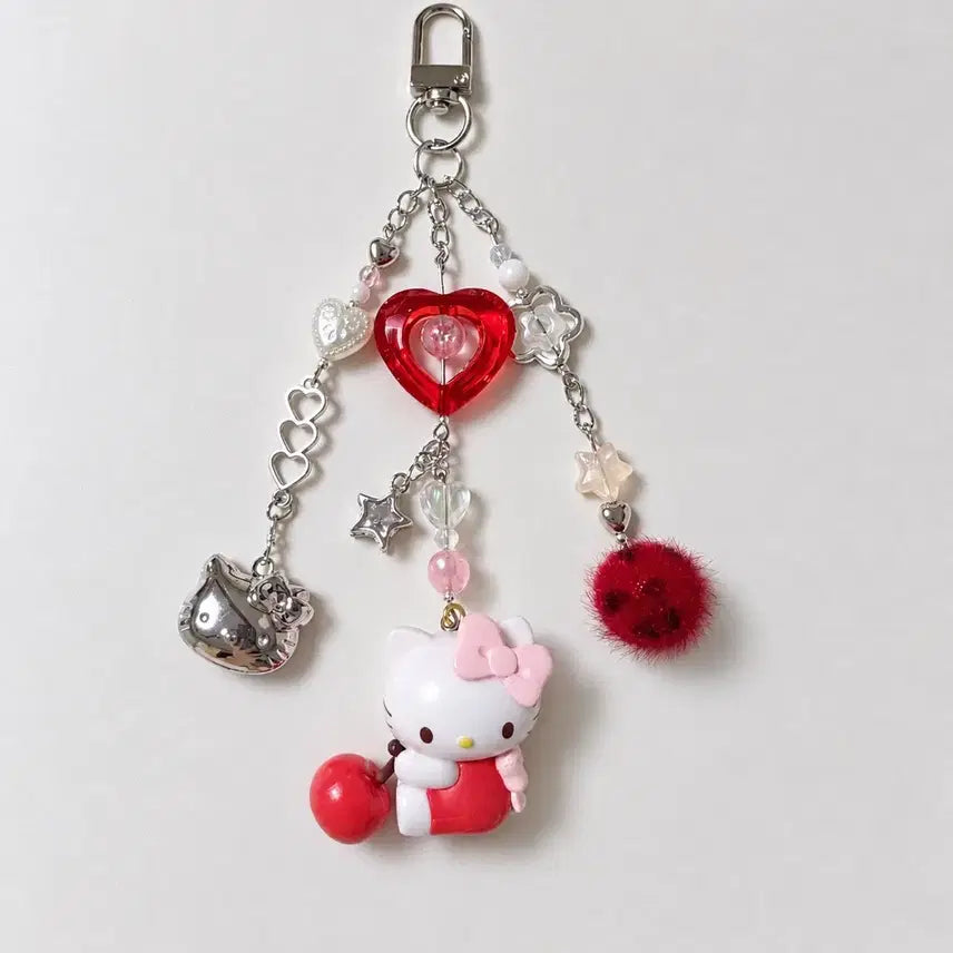 [BUNJANG] Handmade Custom Cherry Kitty Keychain / 핸드메이드 커스텀 키링 체리 키티 판매중