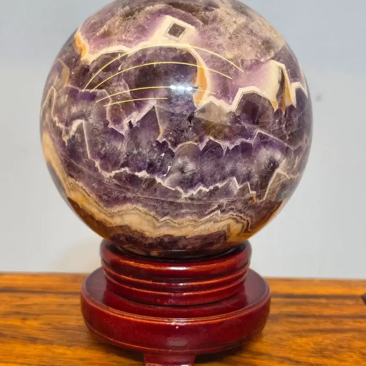 [BUNJANG] Amethyst Sphere with Landscape Pattern / 26092119 좋은 기운을 주고 산수경 문양이 영롱한 자수정 구가공석 광물 수석