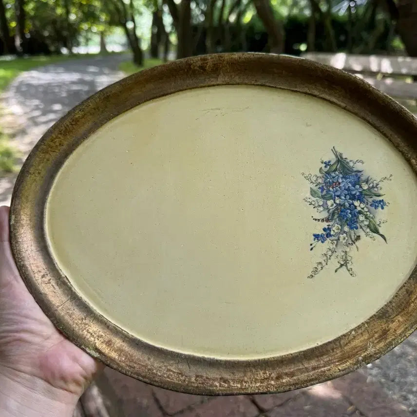 [BUNJANG] Nordic Vintage Gilded Wood Tray / 북유럽 빈티지 금장 우드 트레이 원목쟁반