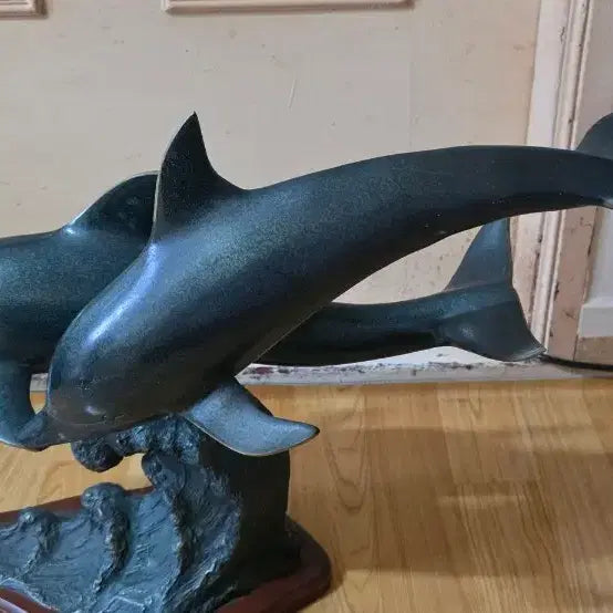 [BUNJANG] Bronze Dolphin Statue / 돌고래 동브론즈 크기사진참조하세요