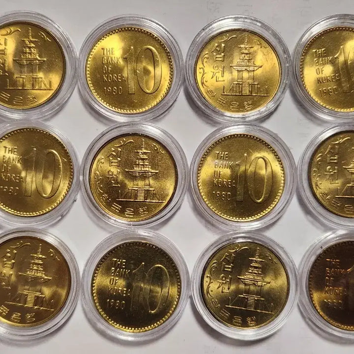 [BUNJANG] 1980 10 Won Coin Collection (12 Pieces) / 미사용 80년 10원 12점