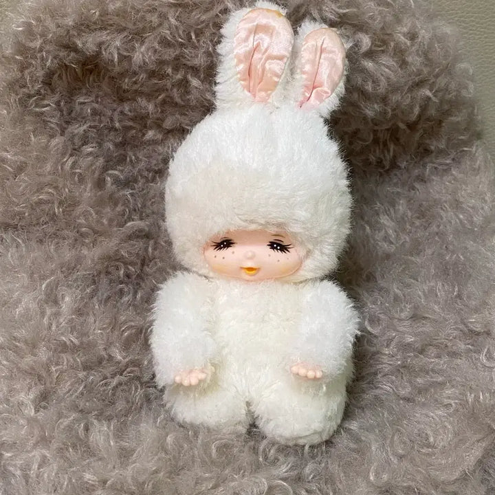 [BUNJANG] Monchhichi Style White Snow Rabbit Vintage Doll / 몬치치 스타일 하얀 눈토끼 빈티지 인형