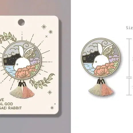 [BUNJANG] Zodiac Rabbit Amulet Badge - Metal Badge / 십이지신 토끼 부적 뱃지 / 금속 뱃지