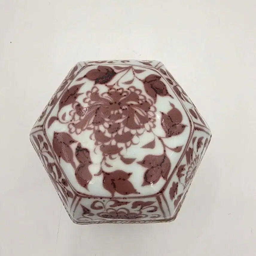 [BUNJANG] Glass Red Glaze Flower Pattern Vase / 유리홍화훼문합