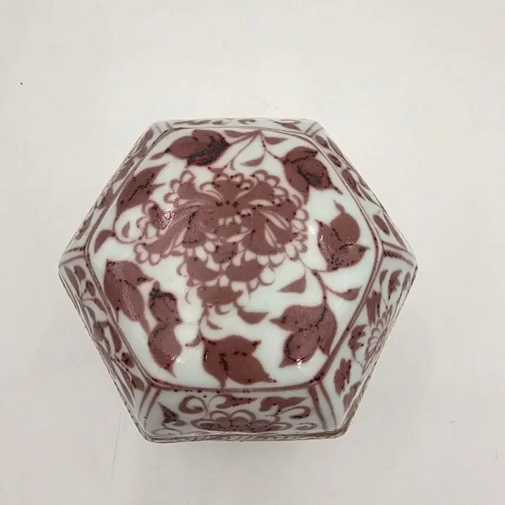 [BUNJANG] Glass Red Glaze Flower Pattern Vase / 유리홍화훼문합