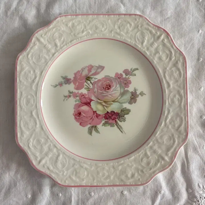 [BUNJANG] Vintage Staffordshire Square Plate Floral Pattern / 빈티지 영국 스텐포드셔 사각 플레이트