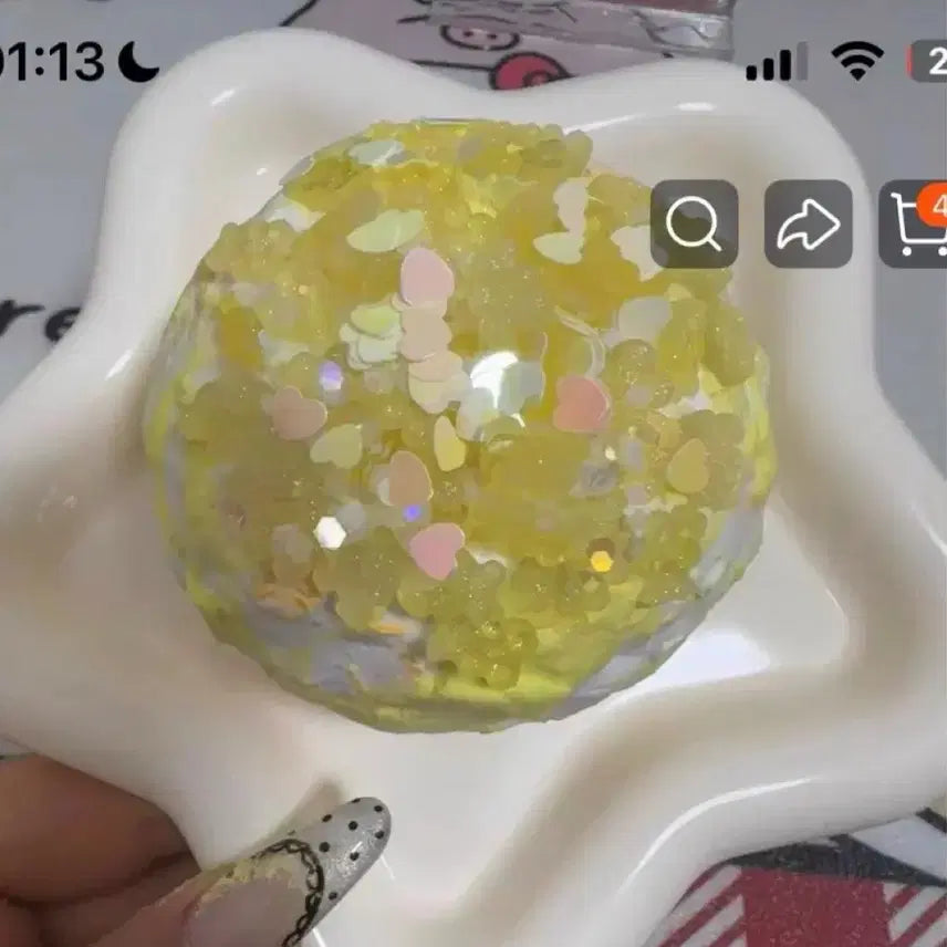[BUNJANG] Tenmimi Bingpi Slime - Yellow Heart Glitter / 텐미미 빙피 슬랑이