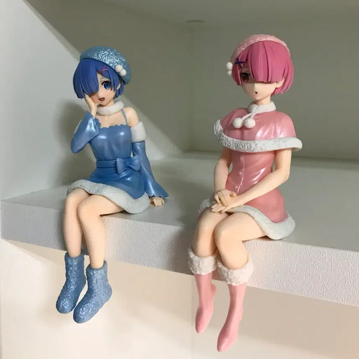 [BUNJANG] Re:Zero Ram &amp; Rem Snow Noodle Stopper Figure 2 Types Bundle Set / 리제로 누들스토퍼 렘 람 스노우 피규어 2종 일괄
