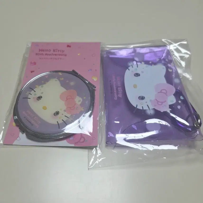[BUNJANG] Hello Kitty 50th Anniversary Mirror and Pouch Bundle Set / 50주년 키티 손거울 파우치 일괄