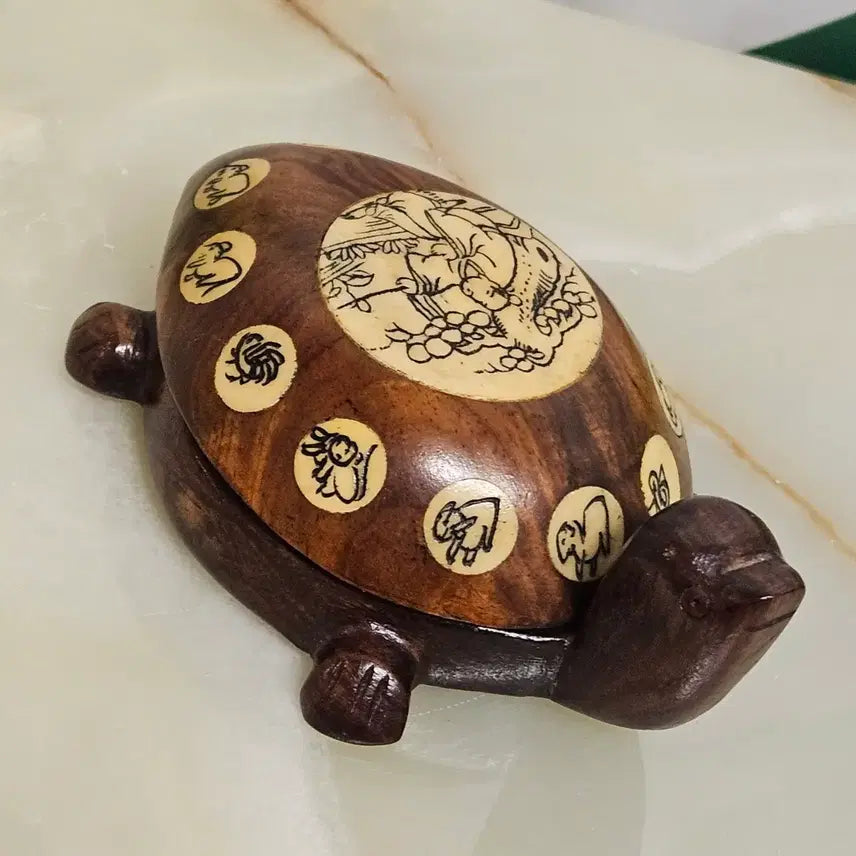 [BUNJANG] Wooden Turtle Compass Antique / 원목 거북이 나침판  골동품