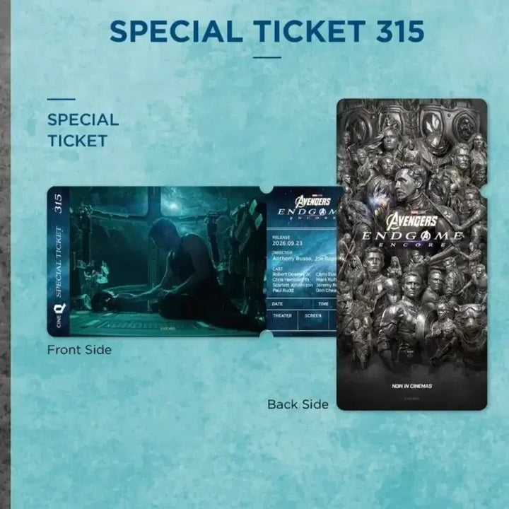 [BUNJANG] Avengers: Endgame Encore Special Ticket CineQ Exclusive / 어벤져스 엔드게임 앙코르 스페셜 티켓 씨네큐 특전