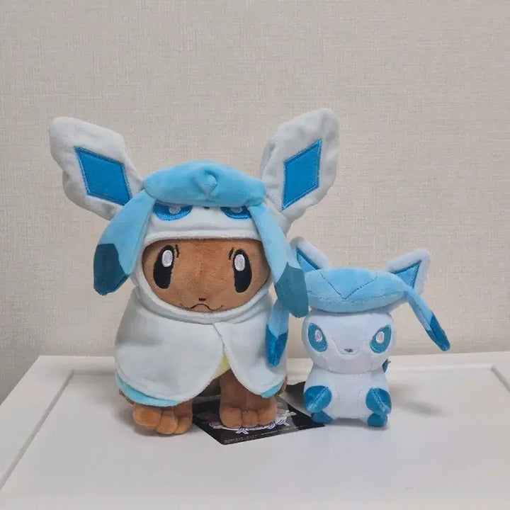 [BUNJANG] Pokemon Eevee Glaceon Poncho Keychain Set / 포켓몬 인형 키링 판초 이브이 글레이시아 2종 세트