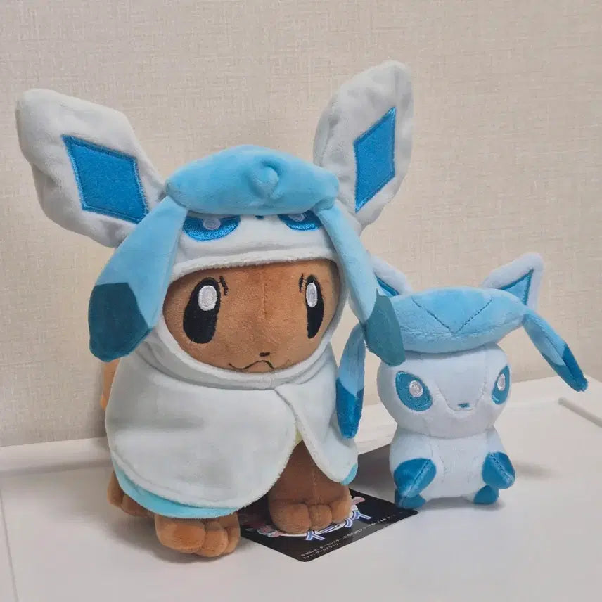 [BUNJANG] Pokemon Eevee Glaceon Poncho Keychain Set / 포켓몬 인형 키링 판초 이브이 글레이시아 2종 세트