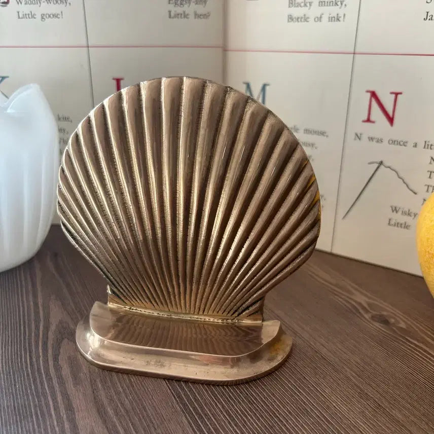 [BUNJANG] Vintage Brass Shell Design Bookends / 빈티지 브라스 북엔드