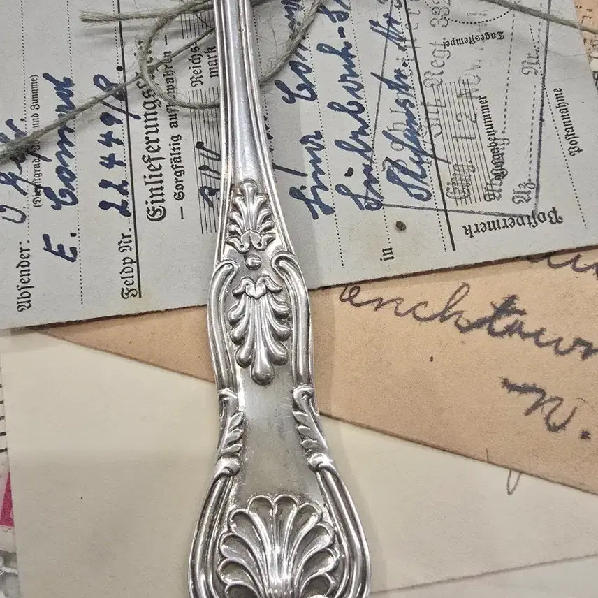 [BUNJANG] Vintage Silver Plate Serving Spoon with Intricate Carvings / 빈티지 실버 플레이트 서빙 스푼