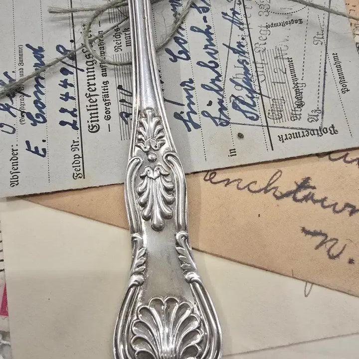 [BUNJANG] Vintage Silver Plate Serving Spoon with Intricate Carvings / 빈티지 실버 플레이트 서빙 스푼