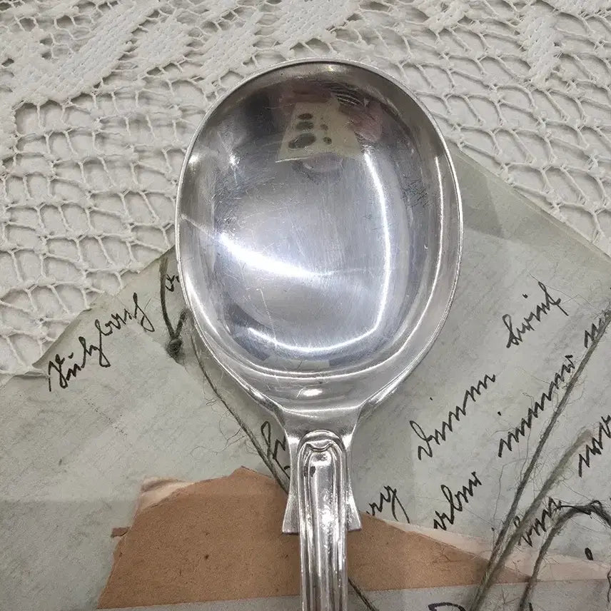 [BUNJANG] Vintage Silver Plate Serving Spoon with Intricate Carvings / 빈티지 실버 플레이트 서빙 스푼