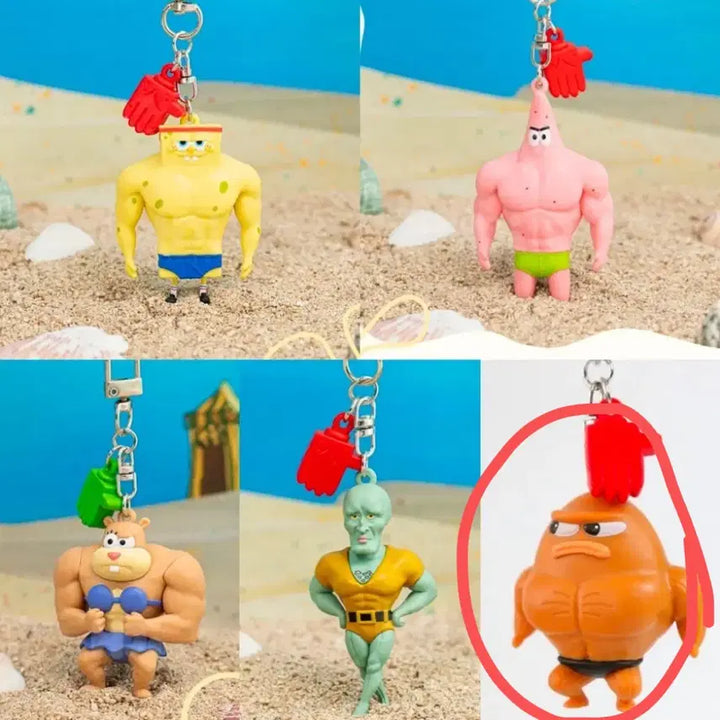 [BUNJANG] SpongeBob Muscular SpongeBob Figure Keyring / 히든) 스폰지밥 근육빵빵 피규어 키링