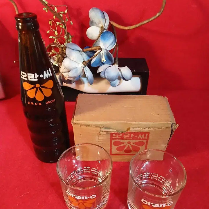 [BUNJANG] Vintage Oran C Bottle and Glass Set / 추억의 오란 씨 일괄