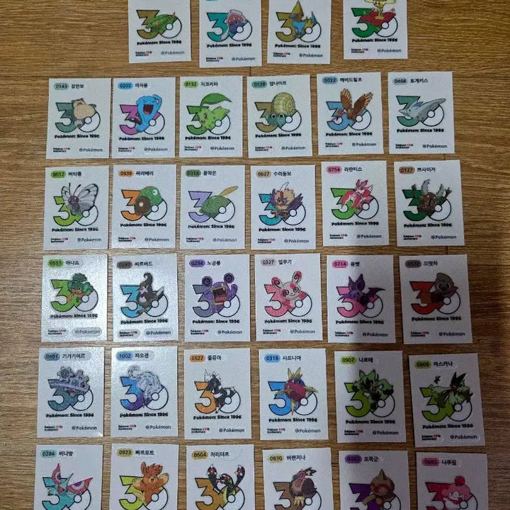 [BUNJANG] Pokemon 30th Anniversary New Sticker Bundle Set (34 types) / 포켓몬스터 30주년 신상띠부씰 34종일괄