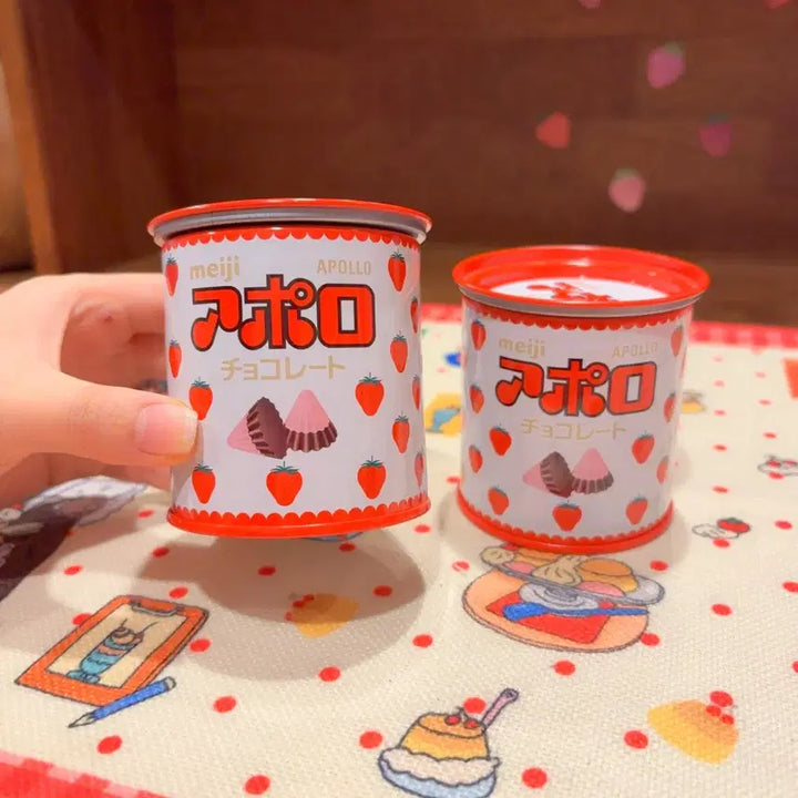 [BUNJANG] Vintage Meiji Apollo Strawberry Chocolate Tin Case Storage Box Set / 고전 메이지 아폴로 딸기 초코 틴케이스 보관함
