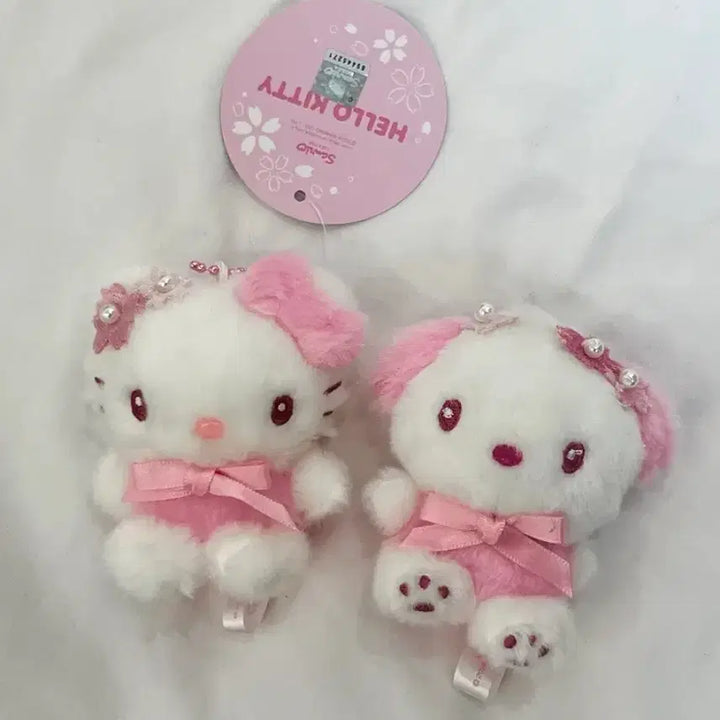 [BUNJANG] Sanrio Cherry Blossom Hello Kitty &amp; Pochacco Plush Set / (일괄가격) 벚꽃 헬로키티 포차코 인형 키링 산리오 세트 키티 쿠로미 마멜
