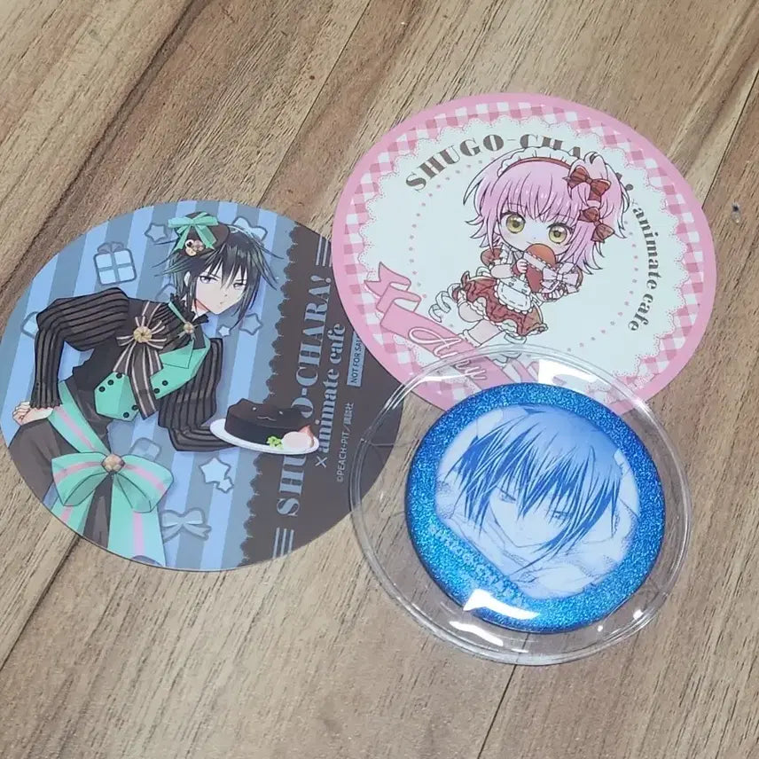 [BUNJANG] Shugo Chara! Ikuto Badge &amp; Coaster Bundle Set / 캐릭캐릭 체인지 콜라보 카페, 이쿠토 뱃지 일괄판매