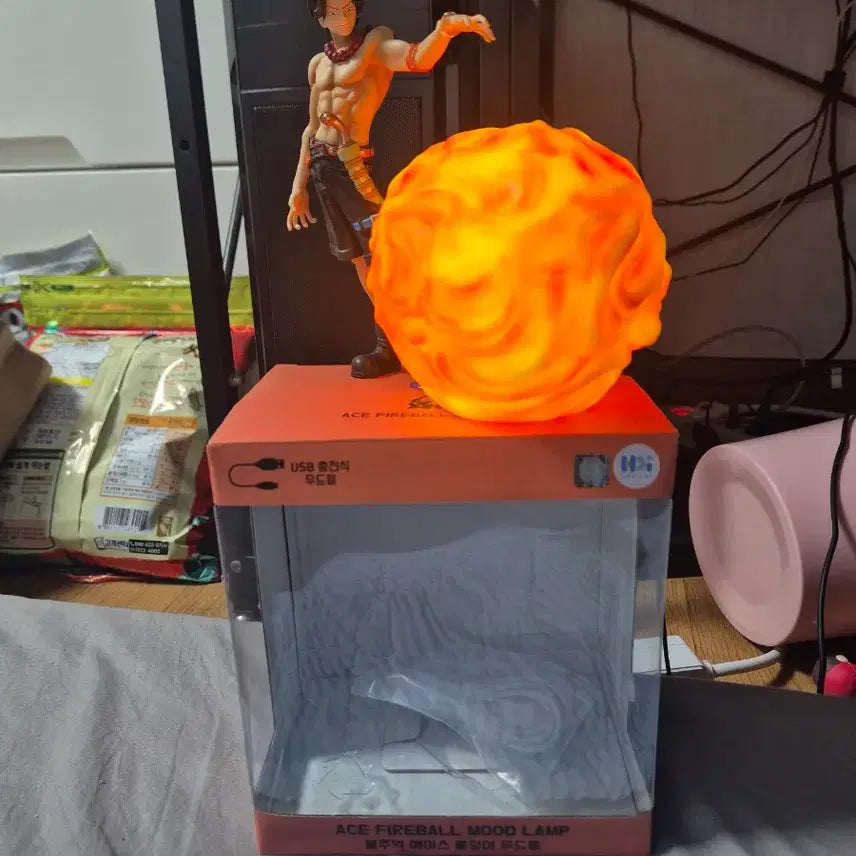 [BUNJANG] One Piece Ace Fireball Mood Lamp / 원피스 에이스 파이어볼 무드등
