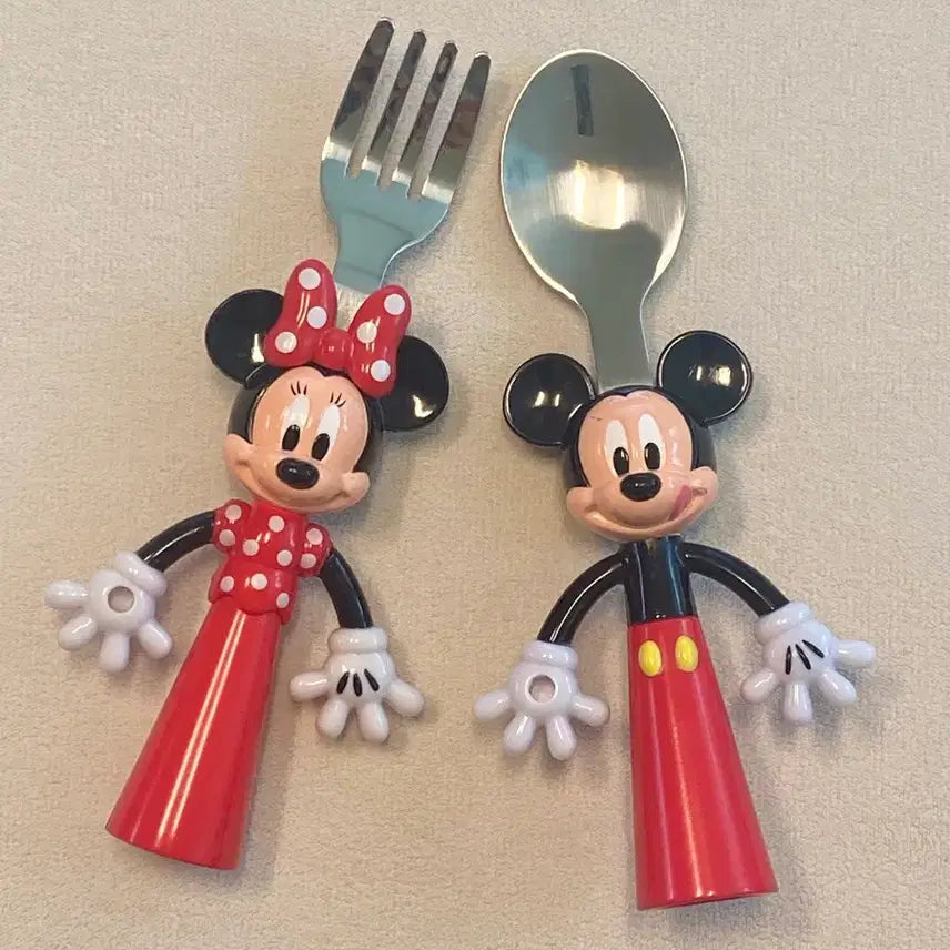 [BUNJANG] Disney Mickey &amp; Minnie Mouse Standing Spoon/Fork Set Bundle / 디즈니랜드 미키 &amp; 미니마우스 스탠딩 스푼/포크 세트 일괄 판매