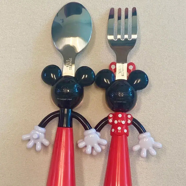 [BUNJANG] Disney Mickey &amp; Minnie Mouse Standing Spoon/Fork Set Bundle / 디즈니랜드 미키 &amp; 미니마우스 스탠딩 스푼/포크 세트 일괄 판매
