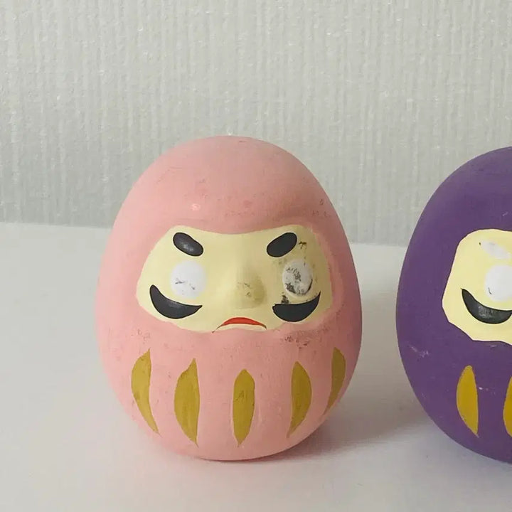 [BUNJANG] Mini Daruma Dolls Set - Pink &amp; Purple Ceramic Display Objects / [일본 직접 구매] 미니 달마 다루마 핑크 &amp; 보라 도자기 전시 전시품 오브제 2개 일괄