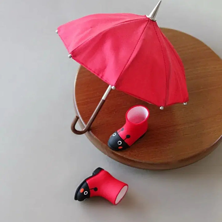 [BUNJANG] Ladybug Umbrella and Boots Set for 6-inch Dolls / 육일돌인형 우산 장화(세트)소품 악세사리