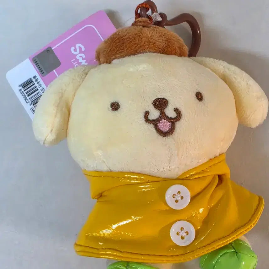 [BUNJANG] Sanrio Pompompurin Raincoat Plush Charm / 산리오 우비 폼폼푸린 인형 키링