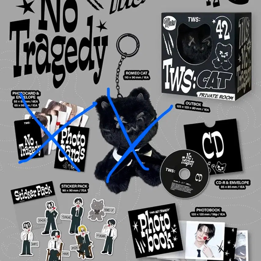 [BUNJANG] TWS Romeo Cat Version Doll Full Package (Excluding Photocards) / 투어스 tws 로미오캣 인형,포카제외 풀박