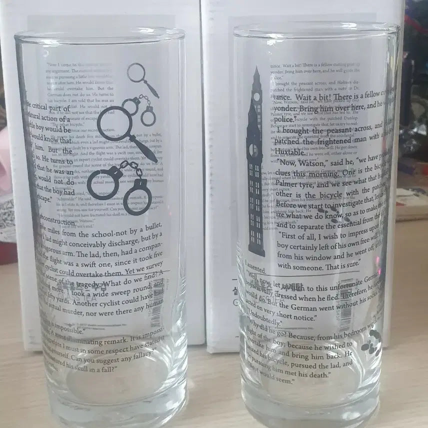 [BUNJANG] Sherlock Holmes Limited Edition Glass Cup Set (2 Types) / 셜록홈즈,한정판,굿즈,유리컵,2종,새제품