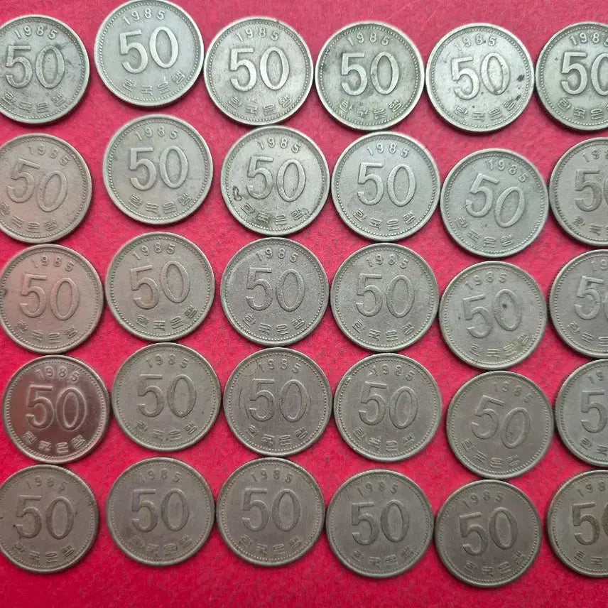 [BUNJANG] 1985 50 Won Used Coins (30 pcs) / 1985년 50원 사용제 동전 30개 -1-