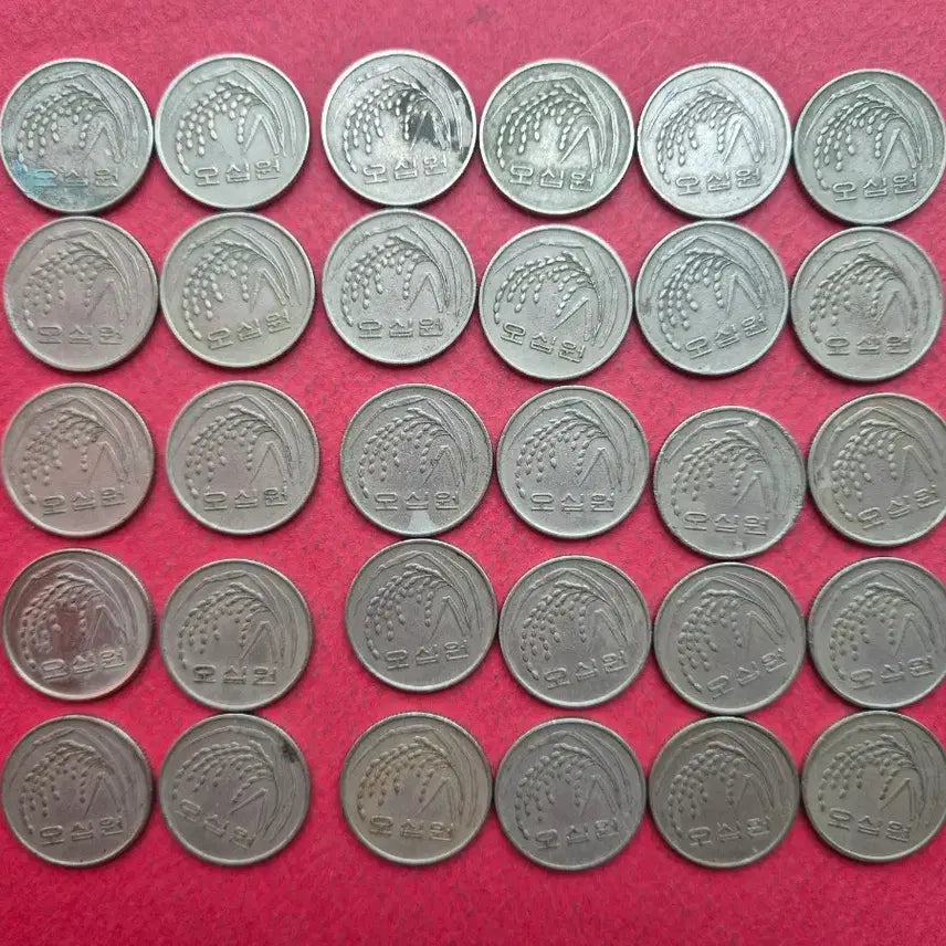 [BUNJANG] 1985 50 Won Used Coins (30 pcs) / 1985년 50원 사용제 동전 30개 -1-