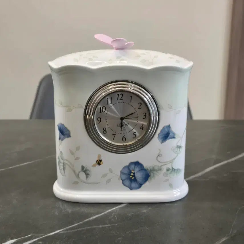 [BUNJANG] Lenox Butterfly Meadow Ceramic Table Clock / 미국 레녹스 Lenox 버터플라이 메도우 도자기 탁상시계