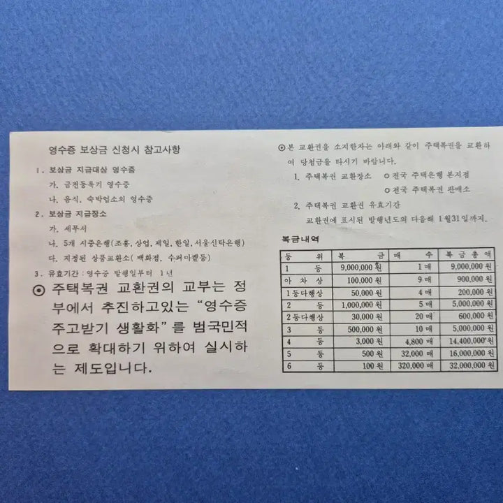 [BUNJANG] 1978 Housing Lottery Exchange Ticket Sample / 주택복권 교환권 견본 1978년