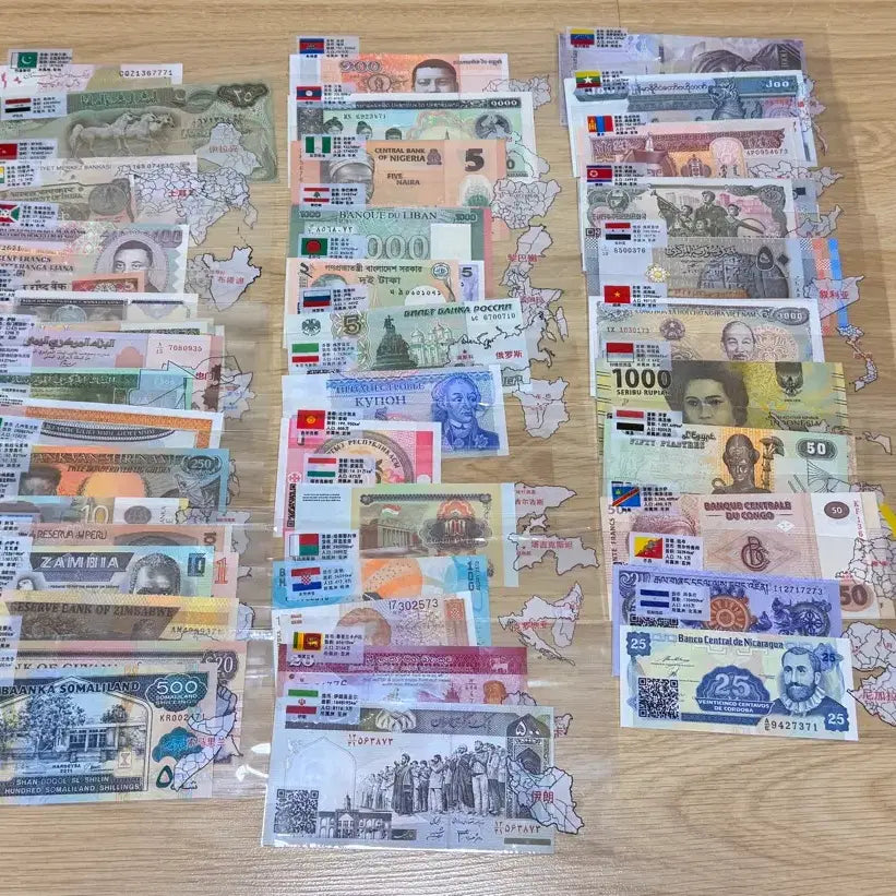 [BUNJANG] World Banknotes Collection (100 notes) with Lucky Pouch / 세계 각국 지폐 화폐 모음(100장)  복주머니 포함