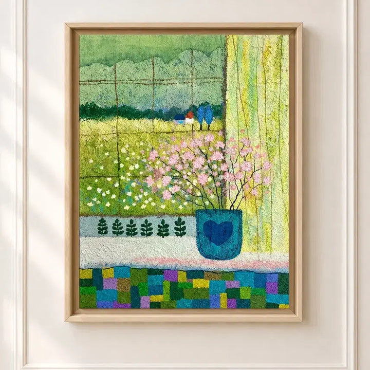[BUNJANG] Landscape Painting with Flowers in Frame / 꽃이 있는 풍경 그림 액자