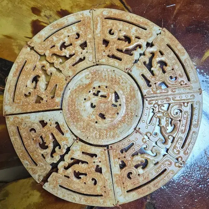 [BUNJANG] Circular Jade Wall with Dragon and Phoenix Motif / 출곽벽/자모벽(원형 옥벽)