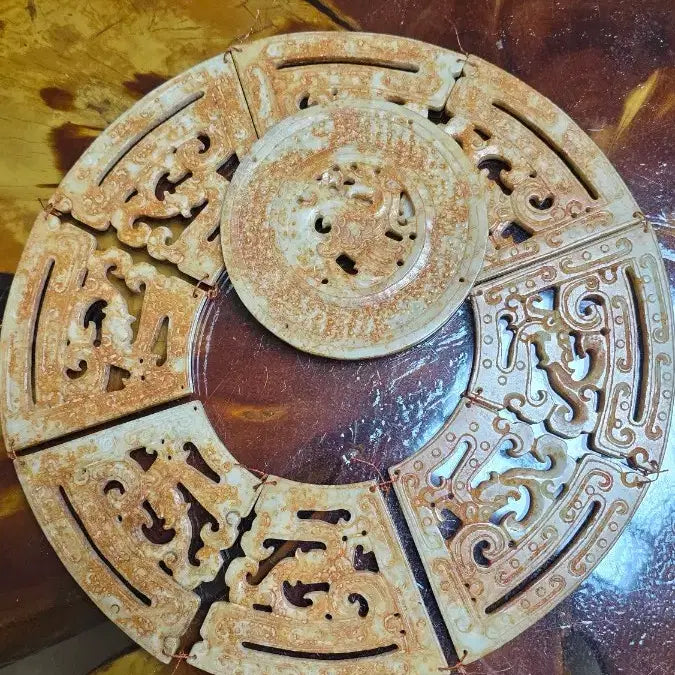 [BUNJANG] Circular Jade Wall with Dragon and Phoenix Motif / 출곽벽/자모벽(원형 옥벽)